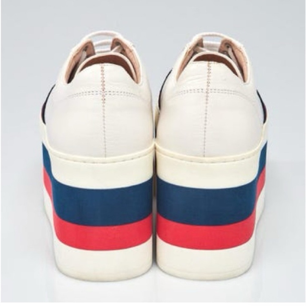 Authentic Gucci Web Striped Peggy Platform Sneake… - image 7
